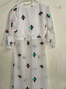 White Embroidered Kurta with pants