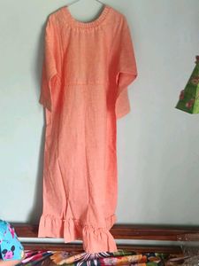 Peach Embroidered Anarkali Gown