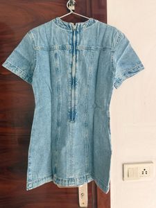 Denim Lace-Up Mini Dress