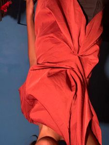 Elegant Rust Colored Draped Dress