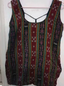 Bohemian Ikat Print Sleeveless Short Kurti