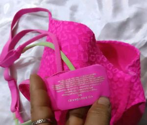 Pink Leopard Print Bra
