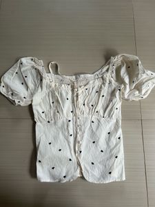 Chic Off-Shoulder Heart Print Top