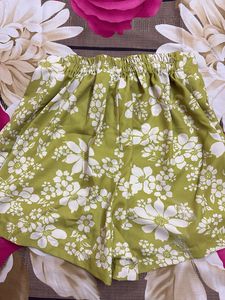 Green Floral Wrap Skirt