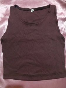 🍷Burgundy Ribbed Cropped Tank Top