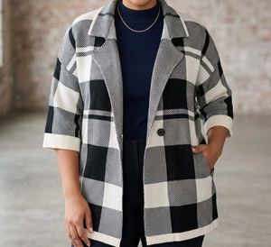 Checked Short Sleeve Blazer