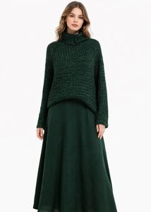 Forest Green Turtleneck Knit Sweater