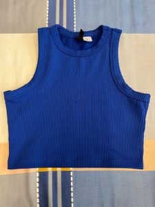 Ribbed Blue Crop Top