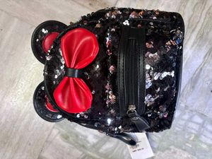 Sparkly Black  Bagback with Red Bow