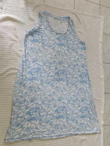 Land's end Blue &amp; White Tie-Dye Sleeveless Dress