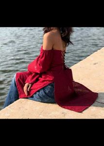 Stunning Red Sequin Kurta Top
