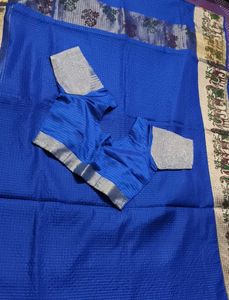 Vibrant Blue Chanderi Silk Saree with Blouse