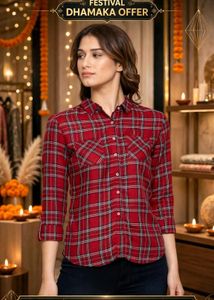 Red Plaid Button-Up Shirt