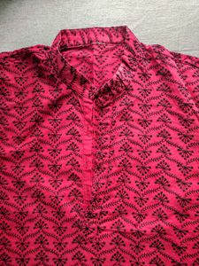 Men's Embroided Red Kurta