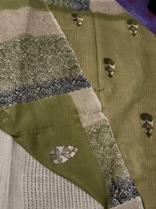 Handloom Black print Chanderi Silk Saree