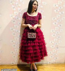 Stunning Red Tiered Tulle Dress