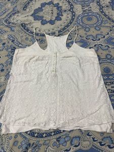 White Lace Overlay Tank Top