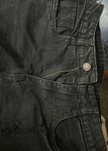 Distressed Black Denim Shorts