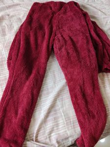 Urbanic Cozy Red Fleece Hooded Jumpsuit