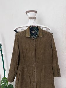 Olive Green Corduroy Shirt Dress