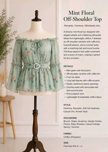 Mint Floral Off-Shoulder Chiffon Peplum Top