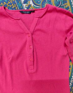 Pink Three Quarter Sleeve Top