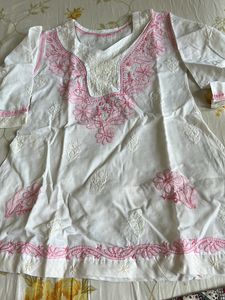 Embroidered Chikankari Kurti For Small Girl