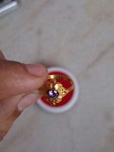 Gold Nose Ring with Purple Stone