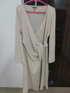 H&amp;M luxe Elegant Cream Wrap Dress