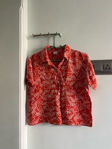 Orange Floral Print Shirt