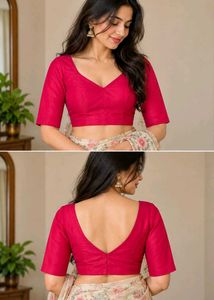 Dark Pink V-Neck readymade Blouse