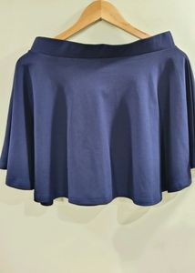 Purple Feather Navy Blue Skater Skirt (Women's)