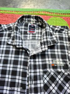 Men's Black &amp; White Plaid Shirt