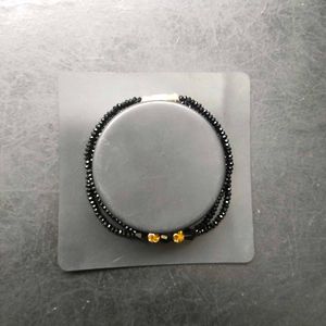 22k Pure Gold 2 Moti &amp; Black Crystal Bracelet