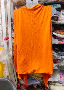 Stylish Orange Sleeveless Cardigan Vest