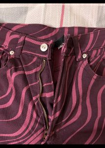 y2k grunge plum Wide Leg Swirl Printed jeans
