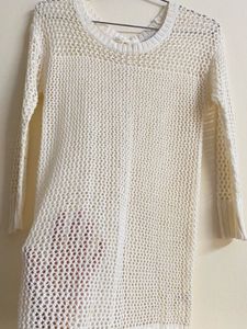 Cream Crochet Knit Sweater
