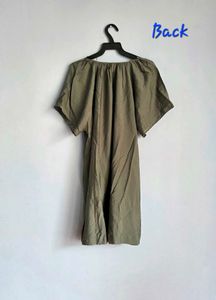 Olive Green Relaxed Fit Midi Dress H&amp;M