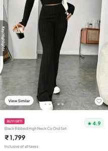Black Ribbed Turtleneck Co-ord Set