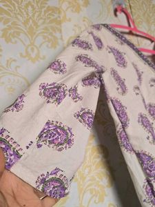 Purple Paisley Print short  Kurta