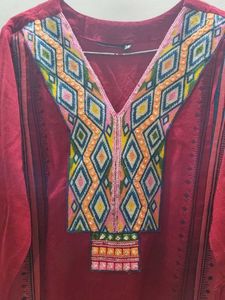 Maroon Embroidered Kurta pant