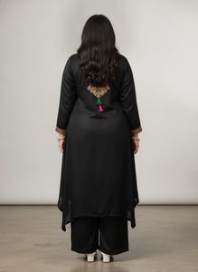 Elegant Black Kurta Set with Tassels
