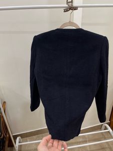 FOX LADY NAVY BLUE FLORALEMBROIDERED POCKET BLAZER