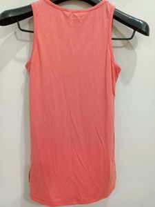 Peach Tank Top with Beaded Neckline