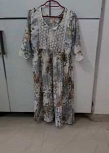 Floral Print Maxi Dress with Lace Detail