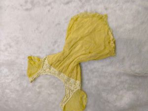 Yellow Lace Mini Dress with Square Neck