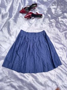 Blue Pleated Skirt