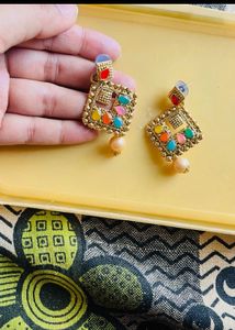 multicolour gold earrings jhumka
