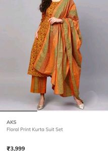 AKS Floral Print Kurta Suit Set