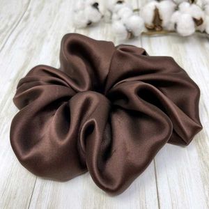 Set of 3  L,M,S Brown Satin Scrunchie